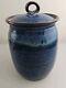 Vintage Studio Art Pottery Cannister Cobalt Blue Shades Artist Signed Marguerite