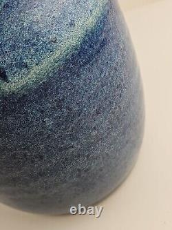 Vintage Studio Art Pottery Cannister Cobalt Blue Shades Artist Signed Marguerite