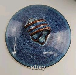 Vintage Studio Art Pottery Cannister Cobalt Blue Shades Artist Signed Marguerite