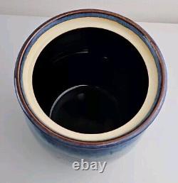 Vintage Studio Art Pottery Cannister Cobalt Blue Shades Artist Signed Marguerite