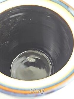 Vintage Studio Art Pottery Cannister Cobalt Blue Shades Artist Signed Marguerite