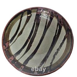 Vintage Studio Art Pottery Centerpiece Bowl 13 Organic Stripes Brown Taupe Vintage Studio Art Pottery Centerpiece Bowl 13 Organic Stripes Brown Taupe