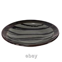 Vintage Studio Art Pottery Centerpiece Bowl 13 Organic Stripes Brown Taupe