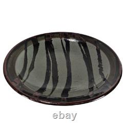 Vintage Studio Art Pottery Centerpiece Bowl 13 Organic Stripes Brown Taupe