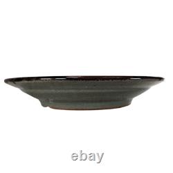 Vintage Studio Art Pottery Centerpiece Bowl 13 Organic Stripes Brown Taupe