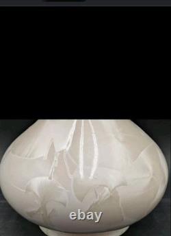 Vintage Studio Art Pottery Crystalline Glaze Vase 10.5 White Pearl Crystal