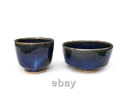 Vintage Studio Art Pottery Cup & Bowl 4pc Set by Franz Kriwanek Chawan Yunomi