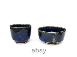 Vintage Studio Art Pottery Cup & Bowl 4pc Set by Franz Kriwanek Chawan Yunomi