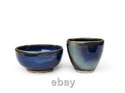 Vintage Studio Art Pottery Cup & Bowl 4pc Set by Franz Kriwanek Chawan Yunomi