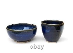 Vintage Studio Art Pottery Cup & Bowl 4pc Set by Franz Kriwanek Chawan Yunomi