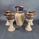 Vintage Studio Art Pottery Decanter Wine Goblet Set Hand Made Artist Signed