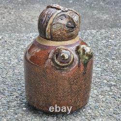 Vintage Studio Art Pottery Figural Canister Jar Woman Folk Art Stoneware