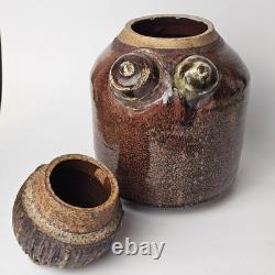 Vintage Studio Art Pottery Figural Canister Jar Woman Folk Art Stoneware