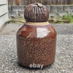 Vintage Studio Art Pottery Figural Canister Jar Woman Folk Art Stoneware