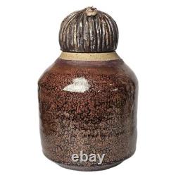 Vintage Studio Art Pottery Figural Canister Jar Woman Folk Art Stoneware
