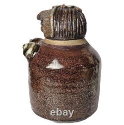Vintage Studio Art Pottery Figural Canister Jar Woman Folk Art Stoneware