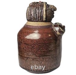 Vintage Studio Art Pottery Figural Canister Jar Woman Folk Art Stoneware