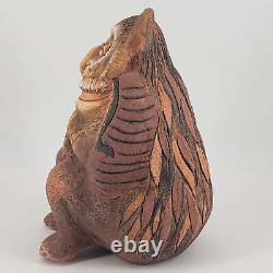 Vintage Studio Art Pottery Folk Primitive Feathered Bird like Creature