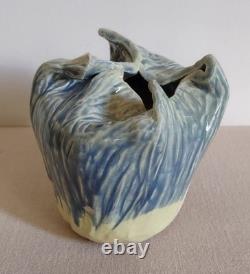 Vintage Studio Art Pottery Freeform Vase Signed, 4.5 X 4.5
