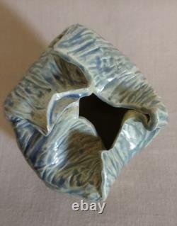 Vintage Studio Art Pottery Freeform Vase Signed, 4.5 X 4.5