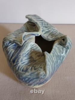 Vintage Studio Art Pottery Freeform Vase Signed, 4.5 X 4.5