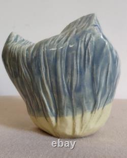 Vintage Studio Art Pottery Freeform Vase Signed, 4.5 X 4.5