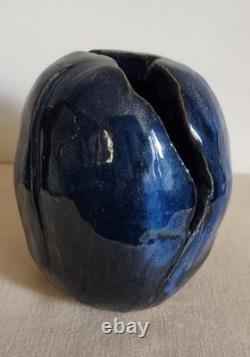 Vintage Studio Art Pottery Freeform Vase Signed, 5.5 X 4.25