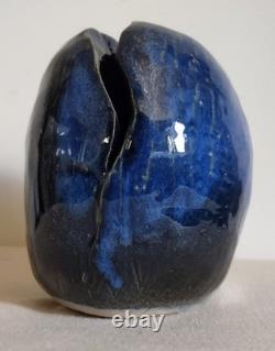 Vintage Studio Art Pottery Freeform Vase Signed, 5.5 X 4.25