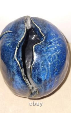 Vintage Studio Art Pottery Freeform Vase Signed, 5.5 X 4.25
