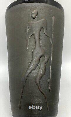 Vintage Studio Art Pottery Handmade Signed Brown Vase Cup 6