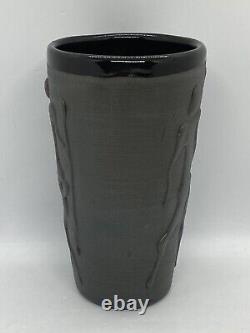 Vintage Studio Art Pottery Handmade Signed Brown Vase Cup 6