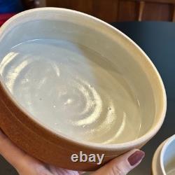 Vintage Studio Art Pottery Lidded Jar Landscape Lid Stoneware Signed Rustic