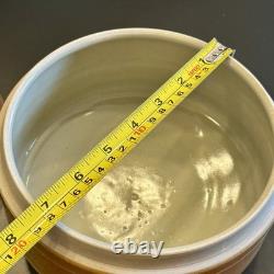 Vintage Studio Art Pottery Lidded Jar Landscape Lid Stoneware Signed Rustic