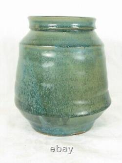 Vintage Studio Art Pottery Marked ST Heavy Vessel/Jar/Vase Glazed Inside Out