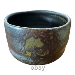 Vintage Studio Art Pottery Metallic Glaze Matcha Chawan Tea Bowl Signed