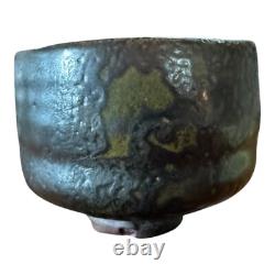 Vintage Studio Art Pottery Metallic Glaze Matcha Chawan Tea Bowl Signed