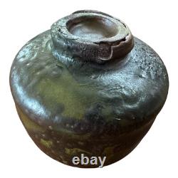 Vintage Studio Art Pottery Metallic Glaze Matcha Chawan Tea Bowl Signed