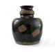 Vintage Studio Art Pottery Mirror Black Bottle Abstract Weed Pot Hamada Leach