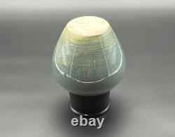 Vintage Studio Art Pottery Modern Art Deco Black Blue Gray Ceramic Vase signed