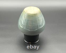 Vintage Studio Art Pottery Modern Art Deco Black Blue Gray Ceramic Vase signed