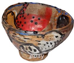 Vintage Studio Art Pottery Modernist Abstract Naive Outsider Bowl Dish