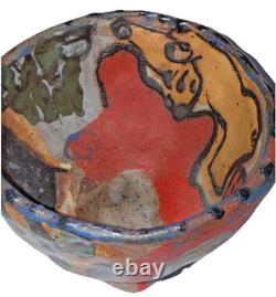 Vintage Studio Art Pottery Modernist Abstract Naive Outsider Bowl Dish