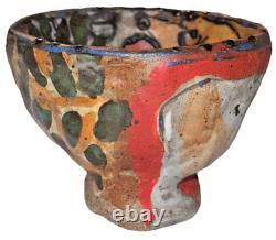 Vintage Studio Art Pottery Modernist Abstract Naive Outsider Bowl Dish