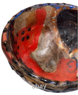 Vintage Studio Art Pottery Modernist Abstract Naive Outsider Bowl Dish