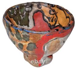 Vintage Studio Art Pottery Modernist Abstract Naive Outsider Bowl Dish
