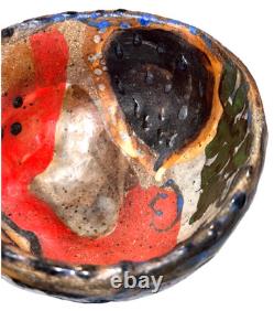 Vintage Studio Art Pottery Modernist Abstract Naive Outsider Bowl Dish