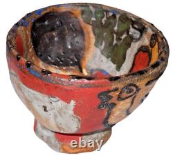 Vintage Studio Art Pottery Modernist Abstract Naive Outsider Bowl Dish