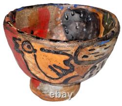 Vintage Studio Art Pottery Modernist Abstract Naive Outsider Bowl Dish