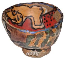 Vintage Studio Art Pottery Modernist Abstract Naive Outsider Bowl Dish