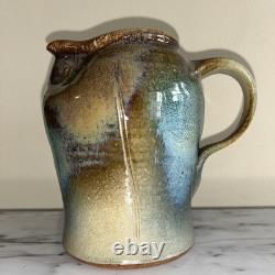Vintage Studio Art Pottery Pitcher Hand Thrown & Decorated WOW
